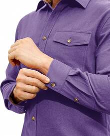 Flannel Shirt For Men Long Sleeve Mens Dress Shirts Cotton Casual Button Down Shirt Big Work Shacket Jacketshalloween - 紫色 - 查看 7