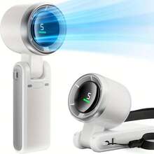 SULVGO 三合一便携式手持/涡轮风扇，5档风速强劲制冷，内置2*1800mAh电池和数字显示屏，可折叠USB/Type-C充电迷你风扇，适用于露营、旅行、室内和户外使用 - 彩色 - 查看 13