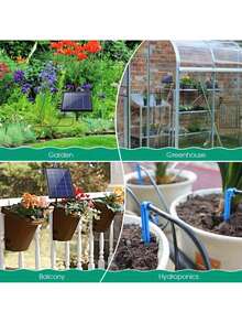 No More Overwatering! Solar Drip Irrigation - 15 Plants, 2200mAh Backup Battery, 6 Timers | Garden Greenhouse Patio Plants - Black - View 5