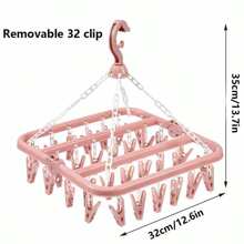 قطعة واحدة 32 مشبك ملابس مقاوم للرياح، مشبك جوارب، مشبك حمالات صدر، مشبك قبعة، رف ملابس متعدد المشابك، رف تجفيف، مشبك ملابس متعدد الوظائف