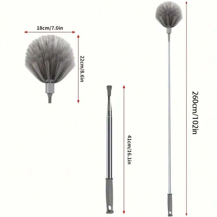 1 件带伸缩手柄的蜘蛛网清洁器，配有可伸缩除尘刷、蜘蛛网刷，可重复使用和清洗，适用于吊扇、家具、汽车、清洁用品、清洁工具、圣诞礼物，包括多个清洁刷 - 彩色 - 查看 9