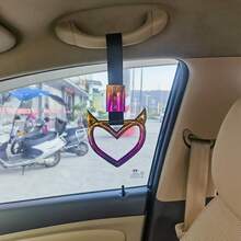 1Pc Rings Heart Shaped Car Handle Straps Drift Charm Rear Bumper Warning Ring Decor Subway Bus Broken Heart Handle For Car Interior