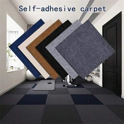 10 件 11.81 英寸 X 11.81 英寸 DIY 自粘瓷砖地毯，方形长剥离粘贴商用地毯，地砖 PVC 背衬防滑垫，家用地毯瓷砖装饰，适用于客厅、卧室、洗衣吧、家居装饰 地砖厨房客厅装饰房间装饰壁纸墙纸地板地砖自粘地砖剥离粘贴