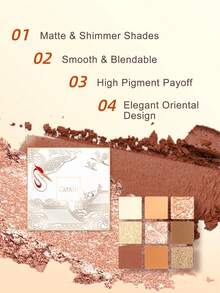 CATKIN Eyeshadow Palette, Shimmery Eyeshadows With Matte And Glitter Finishes, High Color Payoff, 9 Shades, Neutral Color Scheme, C11 Cappuccino - Cà phê C11 Cappuccino - Xem 5