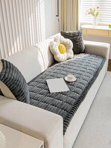 1件加厚深灰色羊毛沙发套，保暖柔软，可作毯子或披肩使用，四季皆宜，可机洗手洗，防尘防污，是保护宠物家具的理想之选，非常适合日常使用、秋季装饰、房间装饰、返校季，适用于2/3/4座沙发（多种尺寸可选）。 - 深灰色 - 查看 4