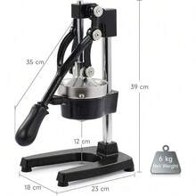 Professional Citrus Juicer - Heavy Duty Manual Press For Oranges, Lemons & Limes, Easy-Clean Design With Pulp Collector - 黑色 - 查看 7