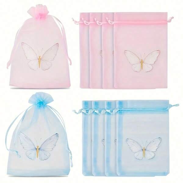 20 Stücke Schmetterling Organza Beutel 4x6 Zoll durchsichtige Geschenkbeutel mit Kordelzug, Schmuckbeutel für Hochzeit, Party, Weihnachten, kleine Mesh-Geschenkbeutel, Mini-Süßigkeitenbeutel für Geschenke, Ohrringe
