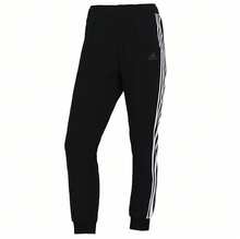 Adidas 女子新款跑步訓練褲舒適三條紋休閒褲束腳梭織長褲 - 黑色 - 查看 5