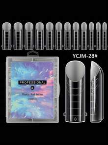 120片装假指甲尖头快速延长贴片，可重复使用，凝胶指甲模具带刻度，UV凝胶指甲油模具，雕塑全覆盖式按压式指甲，适用于女性和女孩的美甲用品工具 BL05，美甲用品，美甲工具，美甲艺术工具，返校季，指甲，按压式指甲工具