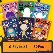 12/18/24/30pcs Halloween Kids Stickers, Can Create Various Halloween Character Expressions, Suitable For Halloween Kids Party, Crafts, Game Activities, Etc. - Multicolor - View 1