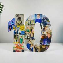 定制圣诞礼物，可定制1至99的数字、2026岁生日照片、A、B、C、D、E字母主题照片、成长照片拼贴画，生日礼物、圣诞照片礼物，母亲节和父亲节的完美礼物，送给爱人和朋友的理想礼物。秋季家居焕新，圣诞装饰，营造温馨家居氛围，办公室装饰，优雅生活