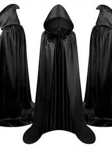 CAPE, HALLOWEEN, BLACK CLOAK, UNISEX, COSPLAY, ANIME, - 黑色 - 查看 1