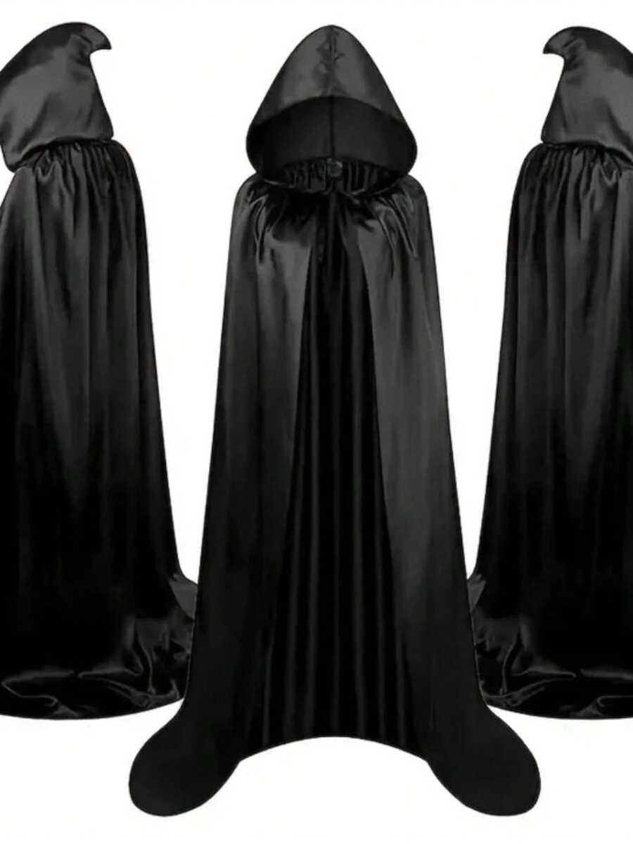CAPE, HALLOWEEN, BLACK CLOAK, UNISEX, COSPLAY, ANIME, - 黑色 - 查看 1