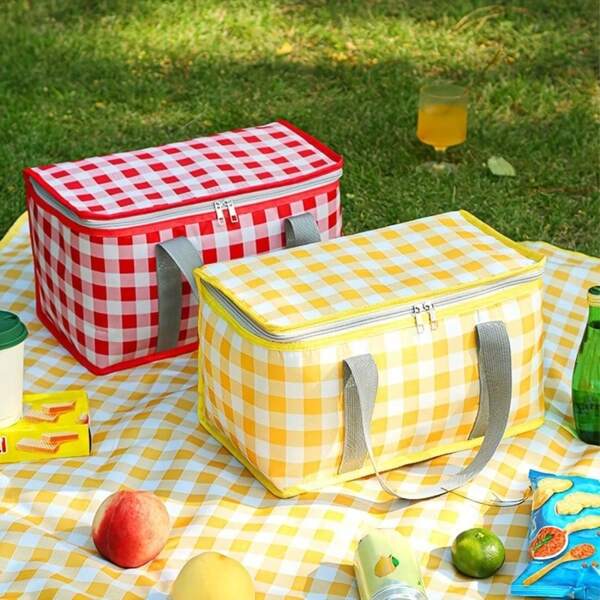 1 pieza Bolsa de picnic aislada grande - Material impermeable, cesta de almacenamiento multiusos para viajes y campamentos al aire libre, adecuada para picnic, camping, viajes, fiestas, vacaciones - Entusiastas de los deportes al aire libre