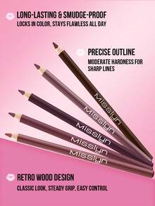 MISSLYN Silky Lip Liner Pencil, Lip Liner, Smooth Application, Long-Lasting Color, Precise Outlining, Smudge-Proof, One-Stroke Application, Silky Smooth, Lip Makeup, 3D Effect, Wooden Pencil Design, Classic Pencil Shape - #06 - Xem 6