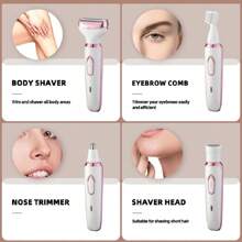 1pc Electric Ladies Shaver Home Portable 4-In-1 - White - View 6