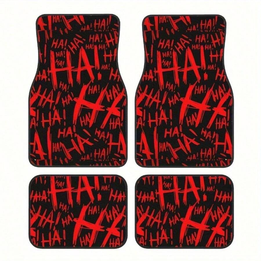 4pcs Set Suitable For All Car Models Red Y-Shaped Design Car Floor Mats, All-Season Vehicle Floor Mats With Non-Slip Base, Easy To Clean Car Interior Accessories - HA Red - 查看 1