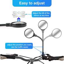 Handlebar Bike Mirror, 2 Pack Rear View Mirror 360°Rotatable Shockproof Adjustable Handlebar Bicycle Rearview Mirrors For Mountain Road Bike Electric Bicycle, Cycling Rearview Mirror, E-Bike Motorcycle,Easy To Install (Black) - Gói 2 - Xem 4