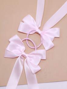 2pcs/Set Women Simple Solid Color Ribbon Multi-Layer Bow Scrunchies, High Elasticity Hair Ties, Suitable For School, Everyday Wear Hair Accessories - View 7