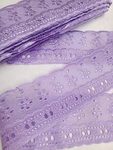 English Embroidery With 6.5cm Ribbon, 13.70 Meters Embroidered Strip - 紫丁香色 - 查看 2