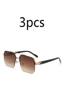 3副男女通用金属时尚眼镜，半框双梁休闲时尚眼镜，适合夏季防晒、海滩度假、户外运动、聚会、驾驶、钓鱼、骑行、购物和摄影 - 彩色 - 查看 23