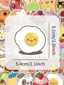 60张可爱食物贴纸、儿童水瓶贴纸、笔记本电脑乙烯基贴纸、滑板贴纸、儿童青少年女孩夏季贴纸、儿童学生教室奖品贴纸 - 彩色 - 查看 8