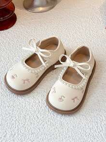 1-8 Years Old Girls' Soft Bottom Anti-Slip Comfortable Toddler Walking Shoes, Bow Embroidery Cute Princess Flats, Round Toe Casual Outdoor Play Loafers, Breathable Mary Jane Shoes For Spring/Summer