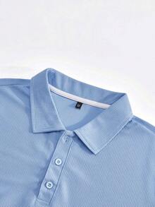 2pcs Men's Long Sleeve Polo Shirt And Drawstring Pants Set, Clean, Comfortable And Breathable - Baby Blue - View 4