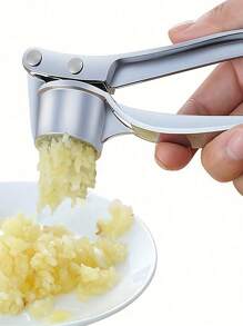 1 件不锈钢压蒜器，现代简约银色不锈钢多功能蒜蓉机、蒜泥器、蒜汁机、不锈钢蒜压器，适用于厨房、蔬菜水果工具、厨房用具、刀具、食物、沙拉、装饰、储存、派对、生日