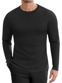 Men's Long Sleeve Shirts Honeycomb Waffle Pullover Sweater Crewneck Thermal Tops Lightweight Undershirts - Light Grey - View 6