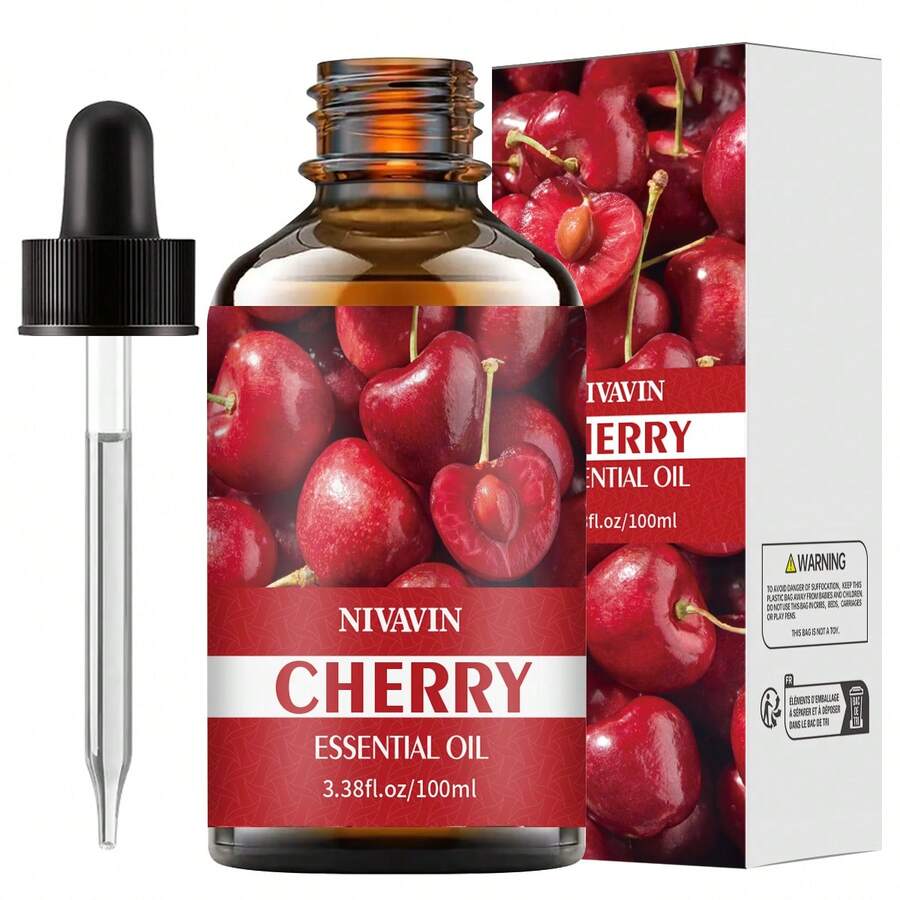 NIVAVIN 30ml/60ml/100ml Cherry Fragrance Essential Oil, Suitable For Facial Moisturizing, Hair, Skin, Body Care, Nourishing Smooth Skin, Fragrance And Aromatherapy/Massage/Care. Fragrant, Long-Lasting, Beautifully Packaged, Ideal Gift - 櫻桃香薰精油 - 查看 1