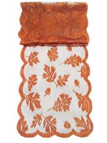 1pc Autumn Table Runner With Maple Leaves, 13x72 Inch Thanksgiving Table Runner Decor Lace Orange Table Runner Autumn Home Decor Autumn Dining Table Decor, Suitable For Harvest Kitchen Party