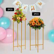 2 Pack Wedding Flower Stand Metal Display Holder For Ceremony Party Decor Centerpiece Display - Gold - View 7