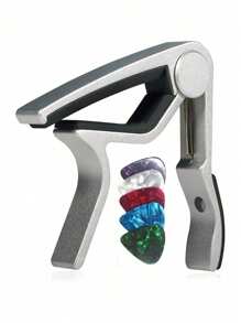 Guitar Capo For Acoustic & Electric Guitars - Professional Adjustable Spring-Loaded Clamp For Guitarists & Musicians - Perfect For Live Performances, Studio Recording & Practice - Includes Bonus 5-Piece Guitar Picks Plectrums Set - Black - View 7