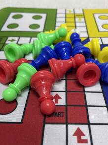 1 Set Ludo Travel Game Set New 9.5" Folding Rubber Board With 16 Chess Pieces 1 Dice For Classic Portable Strategy Play Family Ludo Learning Game