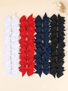 10个/40个经典纯色蝴蝶结发夹，适合女孩，有白色/红色/藏青色/黑色可选，休闲简约的返校季发饰 - 彩色 - 查看 12