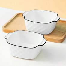 小型迷你烤盘套装，带手柄的方形烤盘，适用于烤箱、微波炉和洗碗机的陶瓷烤盘 - 彩色 - 查看 19