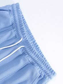 2pcs Men's Long Sleeve Polo Shirt And Drawstring Pants Set, Clean, Comfortable And Breathable - Baby Blue - View 7