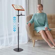 kangten Adjustable Book Stand, Floor-Standing Reading Stand, Adjustable Reading Stand With Tray - Black - View 11