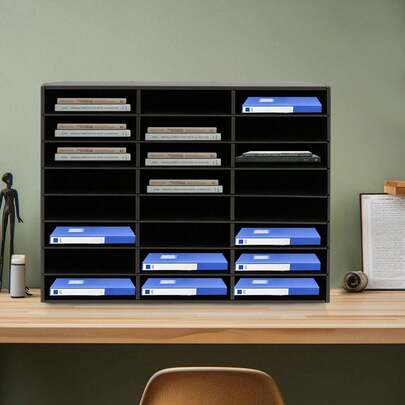 YUNRUX 24-Compartment Literature Organizer, Desk File Holder, Rectangular Document Holder, File Storage Rack