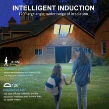 1/2个太阳能户外灯，280颗LED灯珠，3种模式人体感应户外灯，带遥控器，防水太阳能户外安全泛光灯，适用于庭院、露台、花园、车库（单个280颗LED灯珠/2000mAh = 6个100颗LED灯珠/1200mAh） - 三頭壁燈-分體 - 查看 3