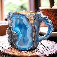 11 Oz Resin Coffee Mug, 130ml Mineral Crystal Coffee Mug With Handle, Elegant Decorative Gifts For Home, Office Halloween, Thanksgiving, Christmas - màu xanh lá - Xem 4