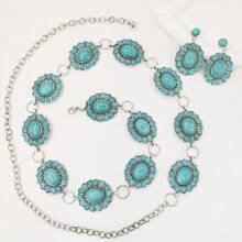 Vintage Punk Style Hollow Flower Waist Chain For Women, Fashion Retro Waist Decorative Chain, Sexy Zinc Alloy Rhinestone Waist Belt, Versatile Accessory For Dresses, Jeans, All Seasons