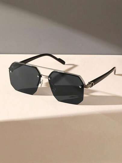Retro Metal Half-Frame Aviator , Unisex Fashion Decorative Glasses Suitable For Sports, Driving, Outdoor Activities, Fishing, Travel, Party Decoration And Gifts