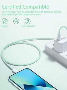 60W Type-C 转 USB-C 彩色快充线，高速充电，兼容多种 Type-C 设备，支持快充，兼容 17/16/15/Pro/Pro Max - 綠色 - 查看 4