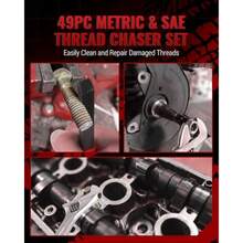 49 PC Thread Chaser Set Metric And SAE Thread Restorer Tool With 22 Taps 24 Dies 3 Thread Files Master Thread Cleaner Rethreading Kit In UNC UNF Metric Sizes - As Pic - View 2