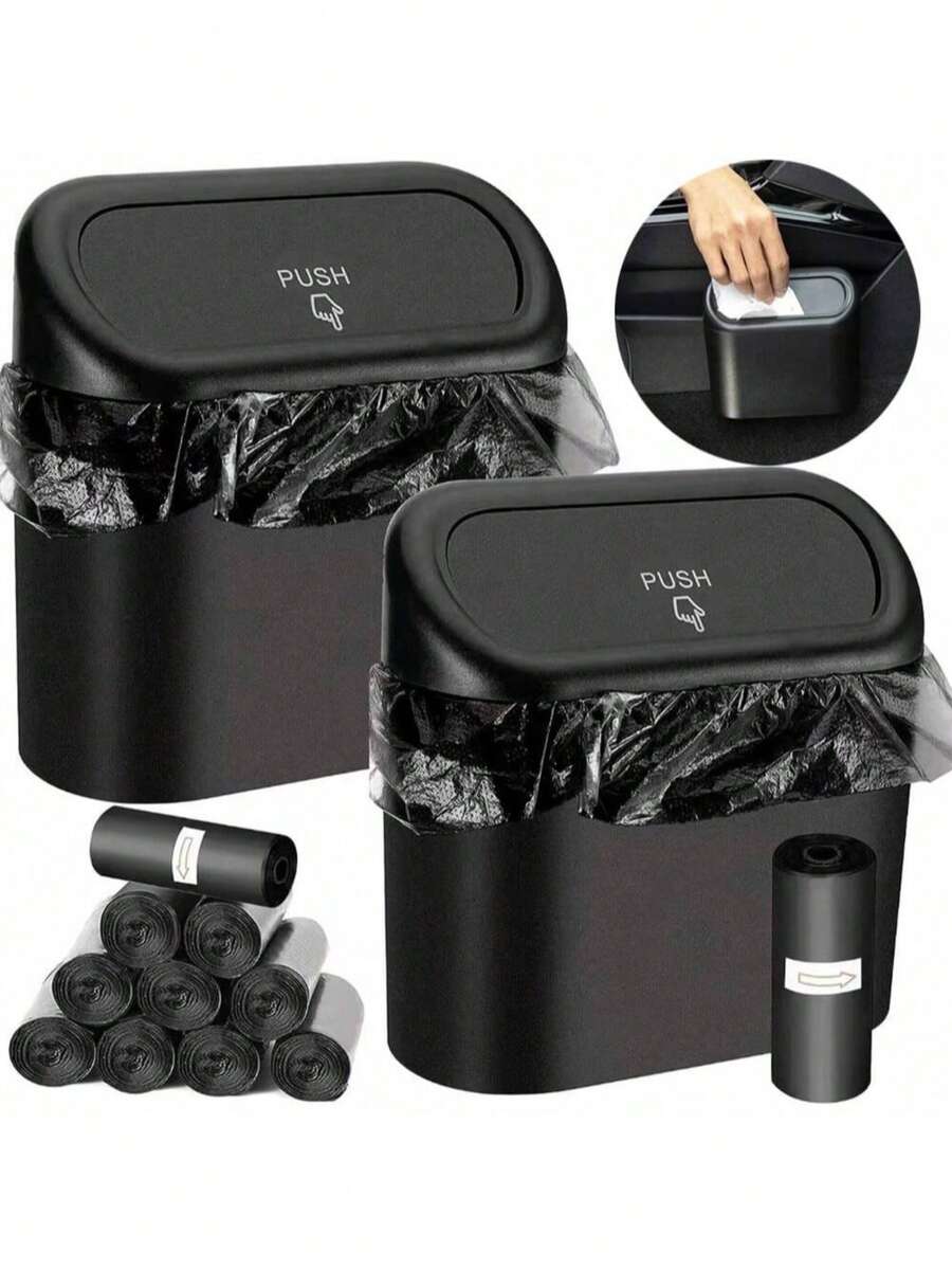 ABS塑料车载垃圾桶迷你垃圾桶翻盖垃圾桶悬挂式垃圾桶可用于汽车椅背车门副驾门悬挂式收纳箱办公桌书桌场景密封防臭免水汽车垃圾桶多功能车载垃圾袋折叠收纳车内用品适用于轿车卡车公共汽车