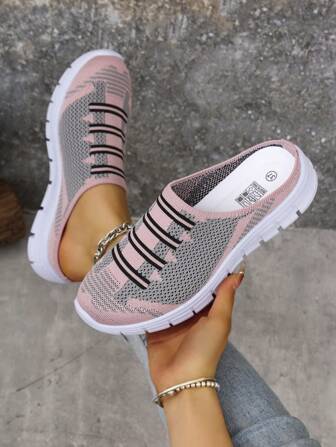 Baskets athlétiques respirantes à enfiler pour femmes, chaussures de sport unisexes bohèmes décontractées sexy à côtes, style blocs de couleurs avant-gardiste punk, convenant pour les vacances, l'école, l'extérieur, toutes les saisons