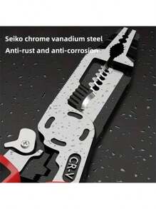 1pc 10-In-1 Electrician's Steel Wire Pliers, Multi-Function Wire Stripper Needle-Nose Pliers Steel Wire Cutter Crimping Tool Household Electrician Pliers