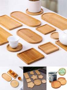 1 Stück DIY Mosaik Bambus Untersetzer, leere Basis Tablett, Getränkeuntersetzer, Pflanzenuntersetzer, Kunst Tablett (ohne Mosaikfliesen), kleines Pflanzentablett für Blumentopf, Bambus Blumentopf, Getränketablett, Harz Untersetzer Geschenk, Schreibtisch Blumentopfschutz